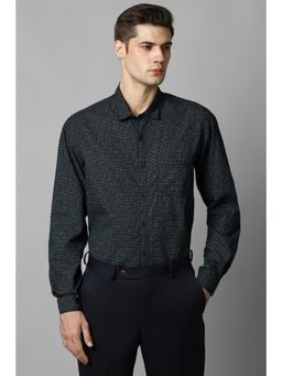 Louis Philippe - Men Black Slim Fit Print Full Sleeves Formal Shirt