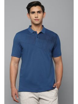 Louis Philippe - Men Blue Printed Polo T-Shirt