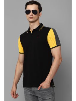 Louis Philippe - Men Black Colorblock Polo T-Shirt