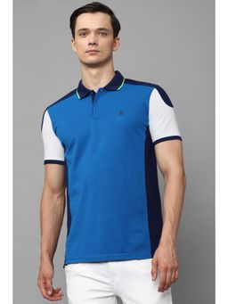 Louis Philippe - Men Blue Colorblock Polo T-Shirt