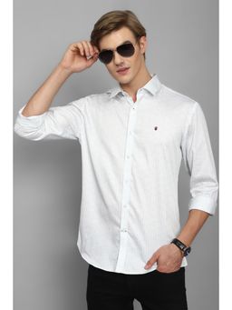Louis Philippe - Men White Slim Fit Print Full Sleeves Casual Shirt