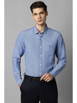 Louis Philippe - Men Blue Slim Fit Solid Full Sleeves Formal Shirt