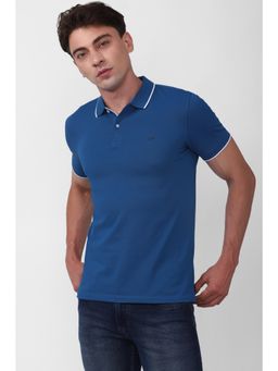 Peter England - Men Blue Solid Polo T-Shirt
