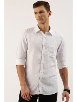 Peter England - Men White Slim Fit Casual Shirt