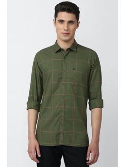 Peter England - Men Olive Slim Fit Casual Shirt