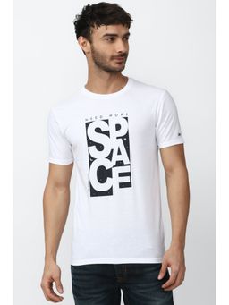 Peter England - Men White Graphic Print Crew Neck T-Shirt