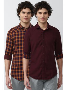 Peter England - Men Orange Super Slim Fit Reversible Casual Shirt