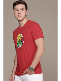 Simon Carter - Men Red Graphic Print T-Shirt