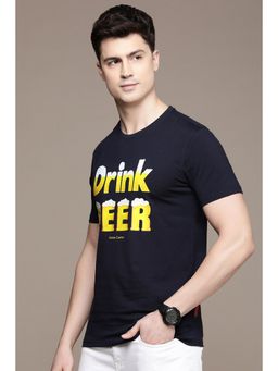 Simon Carter - Men Navy Blue Graphic T-Shirt