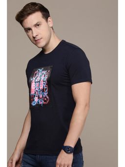 Simon Carter - Men Navy Blue Graphic Print T-Shirt