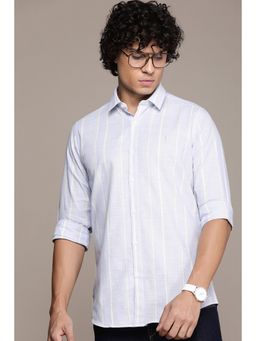 Simon Carter - Men Blue Stripes Casual Shirt