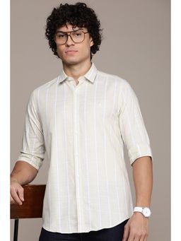 Simon Carter - Men Green Stripes Casual Shirt