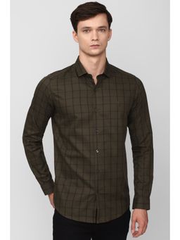 Simon Carter - Men Brown Check Print Casual Shirt
