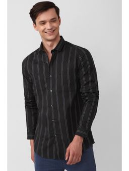 Simon Carter - Men Black Stripes Casual Shirt