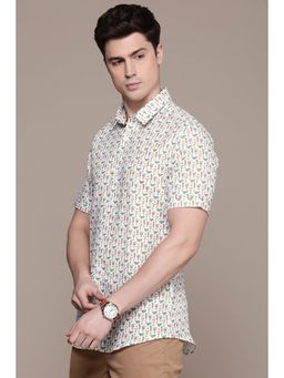 Simon Carter - Men White Printed Casual Shirt