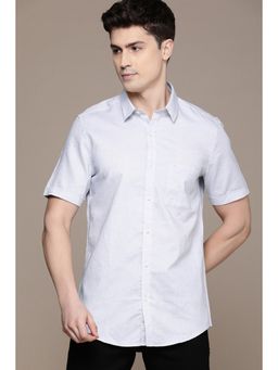 Simon Carter - Men Blue Solid Casual Shirt