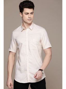 Simon Carter - Men Cream Solid Casual Shirt