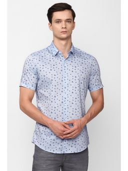 Simon Carter - Men Blue Printed Casual Shirt