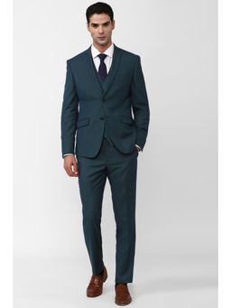 Van Heusen - Men Teal Check Skinny Fit Formal Suit (Set of 3)