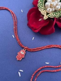 Digital Dress Room - Fancy Designer Rakhi Red Evil Eye Hamsa Thread Rakhi