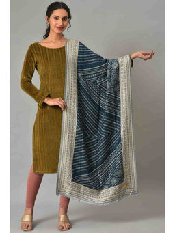 Aurelia - Blue Yarn Dyed Shawl For Women