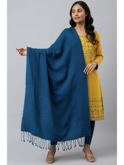 Aurelia - Blue Acrylic Yarn-Dyed Women's Shawl