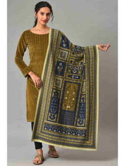 Aurelia - Navy Blue Yarn Dyed Shawl For Women