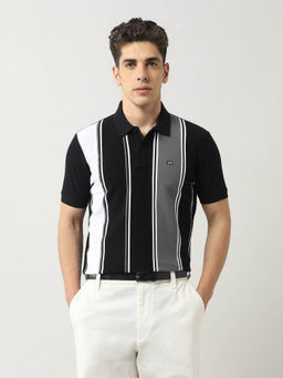 Arrow Sports - Men's Vertical Striped Regular Fit Polo T-Shirt