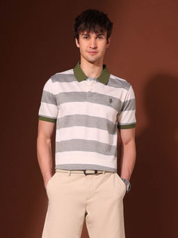 U.S. POLO ASSN. - Men's Horizontal Striped Working Holiday Polo T-Shirt