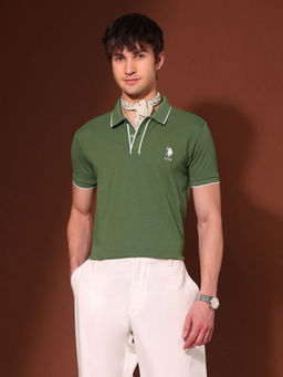 U.S. POLO ASSN. - Men's Green Slim Fit Working Holiday Polo T-Shirt