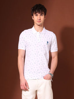 U.S. POLO ASSN. - Men's Floral Printed Working Holiday Polo T-Shirt