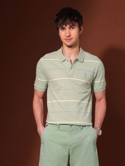 U.S. POLO ASSN. - Men's Horizontal Striped Working Holiday Polo T-Shirt