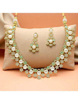 Sri Jagdamba Pearls - Green Royal Grandeur Pearl Necklace Set