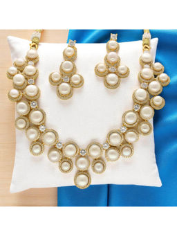 Sri Jagdamba Pearls - Winged Grace White Pearl Necklace Set