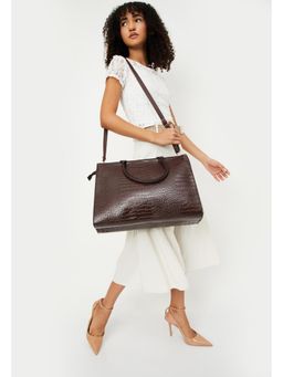 max - Women Croc Textured Handheld Bag