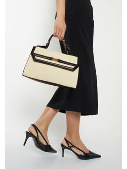 max - Women Solid Satchel With Scarf Detail