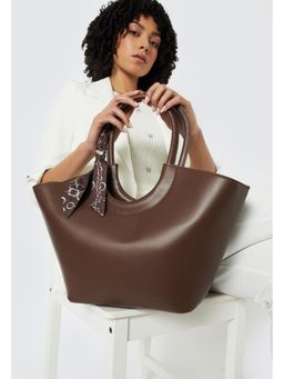 max - Women Solid Handheld Bag With Scarf Detail