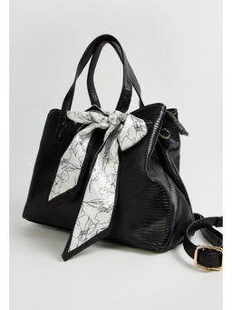 max - Women Textured Handheld Bag With Scarf Detail