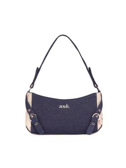 Zouk - Lyra Denim And Printed Small Shoulder Bag Auroville Amethyst