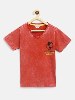 Tales & Stories - Boys Rust Cotton Printed T-shirt