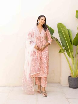 MAAND - Floral Printed Silk Kurta with Pant and Dupatta