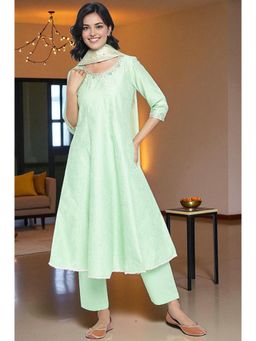 Aurelia - Mint Embroidered Flared Kurta with Pant and Dupatta