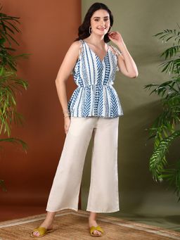 Stylum - Blue Printed Rayon Kurti with Pant