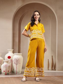 Stylum - Mustard Solid and Embroidered Co-Ord Set