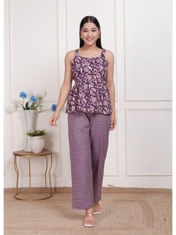 Doriyaan - Purple Cotton Pleated Co-Ord Set