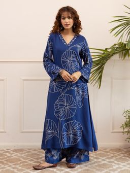 Autumnlane - Kabool Jay Blue Printed Cotton Kurta with Palazzo