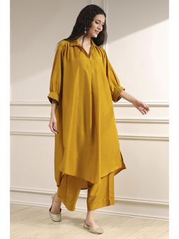 Biba - Yellow Polyester A-Line Dyed Co-Ord Set