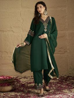 Varanga - Green Embroidered Kurta with Pant and Dupatta