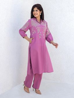 Autumnlane - Viva Periwinkle Embroidery Cotton Kurta with Pant