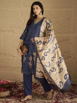 Varanga - Blue Embroidered Kurta with Pant and Dupatta